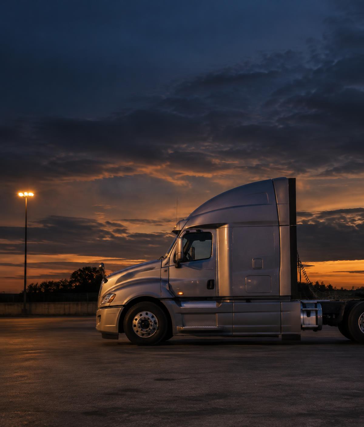 Truck parked at dusk